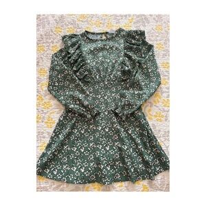 Zara Girl size 11-12 green floral long sleeve dress